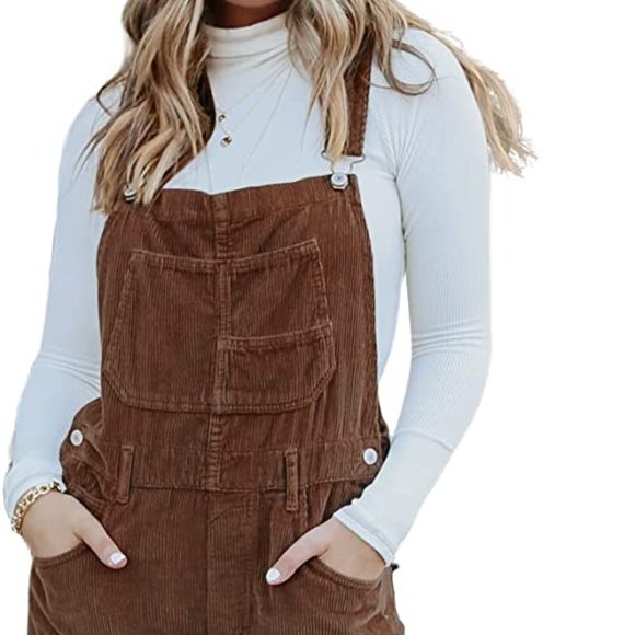 Free People Denim - Free People Womans Ziggy Cord Wild Mustang Overalls Sz M Adjustable Straps